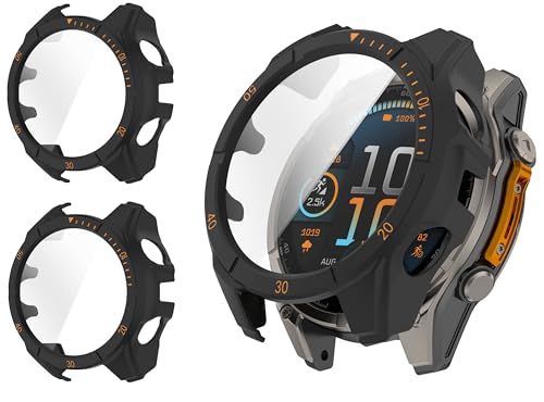 TINGYR 2 Stück Hülle Kompatibel mit Garmin Fenix 8 43mm, PC + Gehärtetes Glas zum Schutz des Bildschirms, Anti-Drop, Schutzhülle Kompatibel mit Garmin Fenix 8 43mm. von TINGYR