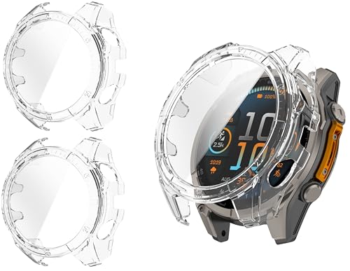 TINGYR 2 Stück Hülle Kompatibel mit Garmin Fenix 8 51mm, PC + Gehärtetes Glas zum Schutz des Bildschirms, Anti-Drop, Schutzhülle Kompatibel mit Garmin Fenix 8 51mm. von TINGYR