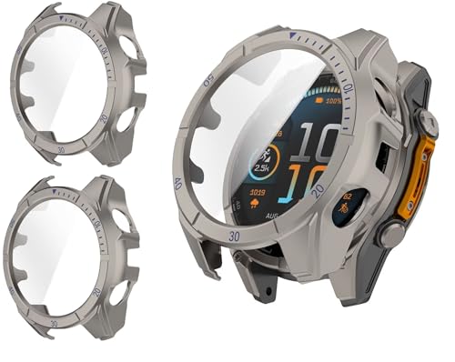TINGYR 2 Stück Hülle Kompatibel mit Garmin Fenix 8 51mm Solar, PC + Gehärtetes Glas zum Schutz des Bildschirms, Anti-Drop, Schutzhülle Kompatibel mit Garmin Fenix 8 51mm Solar. von TINGYR