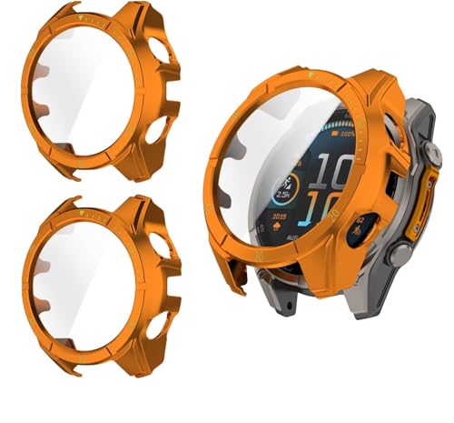 TINGYR 2 Stück Hülle Kompatibel mit Garmin Fenix 8 51mm Solar, PC + Gehärtetes Glas zum Schutz des Bildschirms, Anti-Drop, Schutzhülle Kompatibel mit Garmin Fenix 8 51mm Solar. von TINGYR