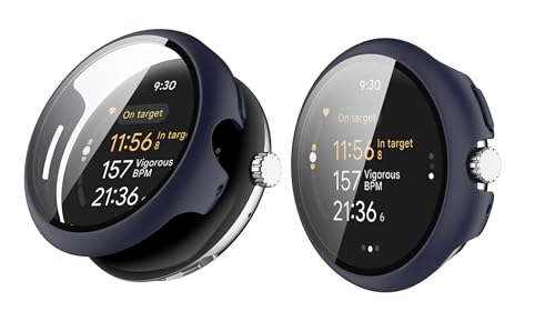 TINGYR 2 Stück Hülle Kompatibel mit Google Pixel Watch 3 41mm, PC + Gehärtetes Glas zum Schutz des Bildschirms, Anti-Drop, Schutzhülle Kompatibel mit Google Pixel Watch 3 41mm. von TINGYR