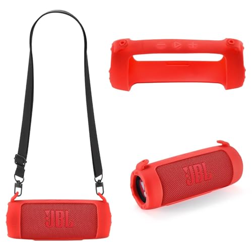 TINGYR Hülle für JBL Flip 7, wasserdichte, tragbare Bluetooth-Lautsprecher-Silikonhülle, weiche Schutzhülle mit Schultergurt für JBL Flip 7 Lautsprecher.Rot TINGYR Hülle für JBL Flip 7, wasserdichte, tragbare Bluetooth-Lautsprecher-Silikonhülle, weiche Schutzhülle mit Schultergurt für JBL Flip 7 Lautsprecher.Rot von TINGYR