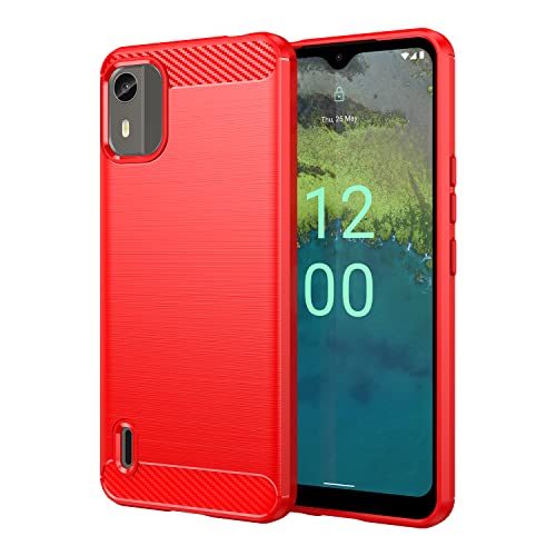 TINGYR Hülle für Nokia C12, Ultra Thin Silikon hülle Abdeckung Telefon Case Stoßfest Case Schutzhülle, Handyhülle für Nokia C12 Smartphone.(Rot) von TINGYR