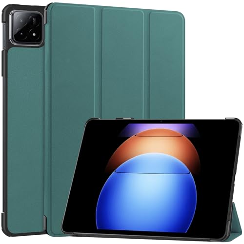 TINGYR Hülle für Xiaomi Pad 6S Pro Tablethülle, WLeder, Klappständer, All-Inclusive-Schutz, Schutzhülle für Xiaomi Pad 6S Pro.(Dunkelgrün) von TINGYR