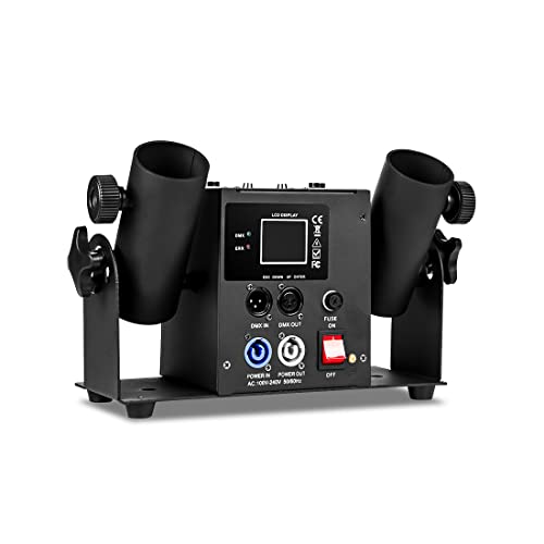 2 Kopf Konfettimaschine, Konfetti Gebläse Maschine, Double Shot Streamer Launcher Elektrischer Konfettiblaster, DMX Fernsteuerung(2 Stück) von TINHAU