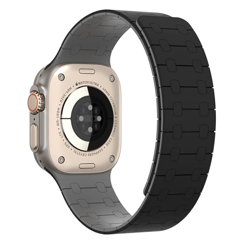 TINICR Armband Kompatibel mit Apple Watch Armband 49mm 45mm 44mm 42mm 41mm 40mm 38mm Damen Herren, Magnetische Silikon Solo Loop Sport Armbänder für iWatch Ultra 2/Ultra/SE/9/8/7/6/5/4/3/2/1 von TINICR