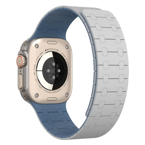 TINICR Armband Kompatibel mit Apple Watch Armband 49mm 45mm 44mm 42mm 41mm 40mm 38mm Damen Herren, Magnetische Silikon Solo Loop Sport Armbänder für iWatch Ultra 2/Ultra/SE/9/8/7/6/5/4/3/2/1 von TINICR