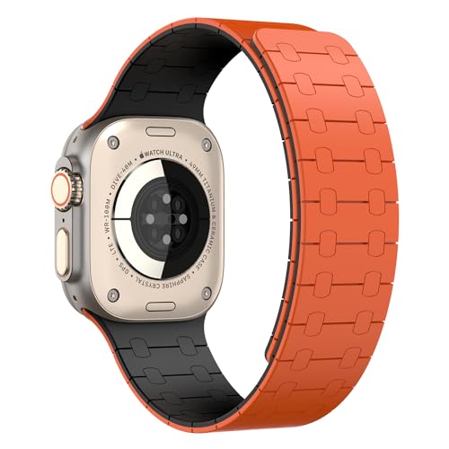 TINICR Armband Kompatibel mit Apple Watch Armband 49mm 45mm 44mm 42mm 41mm 40mm 38mm Damen Herren, Magnetische Silikon Solo Loop Sport Armbänder für iWatch Ultra 2/Ultra/SE/9/8/7/6/5/4/3/2/1 von TINICR