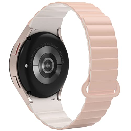 TINICR Armband Kompatibel mit Samsung Galaxy Watch 4/Watch 5/Watch 6 40mm 44mm/Galaxy Watch 5 Pro 45mm/Galaxy Watch 4/6 Classic 47mm 46mm 43mm 42mm, Silikon Doppelseitig Magnetschloss Armbänder von TINICR