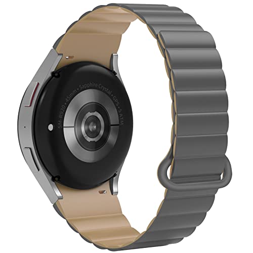 TINICR Armband Kompatibel mit Samsung Galaxy Watch 4 40mm 44mm/Watch 4 Classic 42mm 46mm/Galaxy Watch 5 40mm 44mm/Watch 5 Pro 45mm, Silikon Doppelseitig Magnetschloss Armbänder für Herren Damen von TINICR