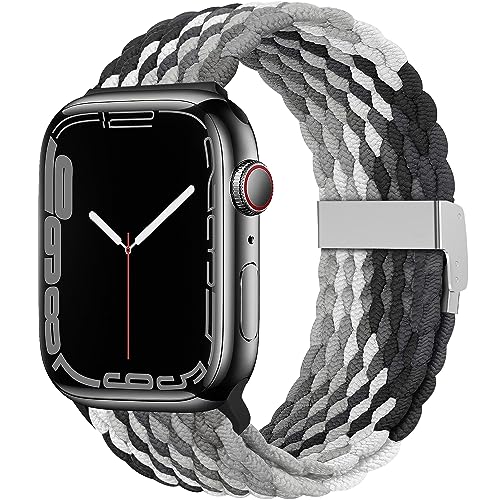 TINICR Ersatzarmband Kompatibel mit Apple Watch Armband 41mm 40mm 38mm, Elastisches Verstellbares Geflochtenes Nylon Solo Loop Sport Armbänder für iWatch Series Ultra/SE/9/8/7/6/5/4/3/2/1 Herren Damen von TINICR