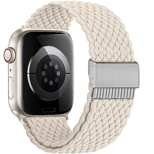 TINICR Ersatzarmband Kompatibel mit Apple Watch Armband 41mm 40mm 38mm, Elastisches Verstellbares Geflochtenes Nylon Solo Loop Sport Armbänder für iWatch Series Ultra/SE/9/8/7/6/5/4/3/2/1 Herren Damen von TINICR