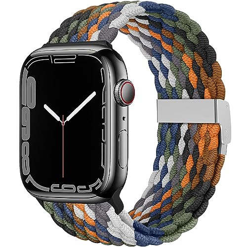 TINICR Ersatzarmband Kompatibel mit Apple Watch Armband 41mm 40mm 38mm, Elastisches Verstellbares Geflochtenes Nylon Solo Loop Sport Armbänder für iWatch Series Ultra/SE/9/8/7/6/5/4/3/2/1 Herren Damen von TINICR