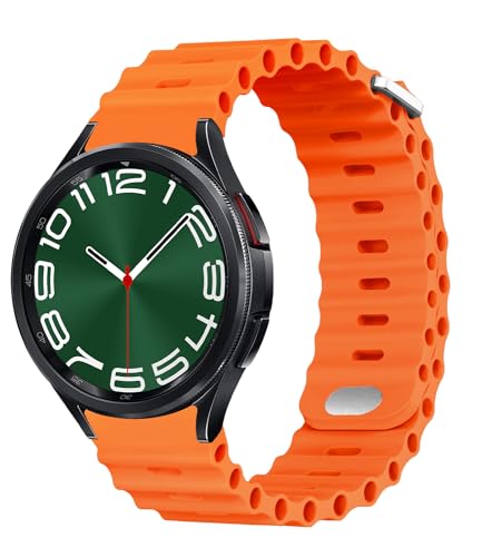 TINICR Ersatzarmband Kompatibel mit Samsung Galaxy Watch 6/Watch 5/Watch 4 Armband 44mm 40mm, Weiches Silikon Sport Armbänder für Galaxy Watch 5 Pro 45mm/Watch 4/6 Classic 47mm 46mm 43mm 42mm, Orange von TINICR