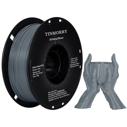 Kohlefaser PETG Filament 1.75mm, TINMORRY PETG-CF 3D-Druckmaterialien, Kompatibel mit Bambu FDM 3D-Drucker, 1 KG 1 Spule, Marmor grau von TINMORRY