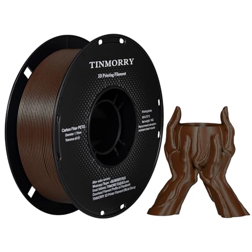 Kohlefaser PETG Filament 1.75mm, TINMORRY PETG-CF 3D-Druckmaterialien, Kompatibel mit Bambu FDM 3D-Drucker, Coffee von TINMORRY