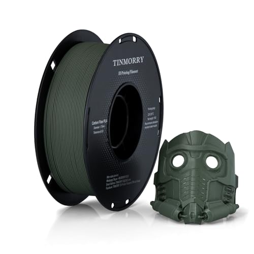 Kohlefaser PLA Filament 1.75mm, TINMORRY PLA-CF 3D Druck Filament, Kompatibel mit Bambu FDM 3D Drucker, 1 KG 1 Spule,Graugrün von TINMORRY