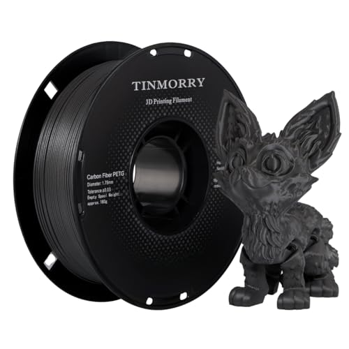 Kohlenstofffaser PETG Filament 1.75 mm, TINMORRY PETG CF 3D Drucker Filament, Kompatibel mit Bambu LAB/Creality K1C / QIDI MAX3 / Prusa MK4 FDM 3D Drucker, 1 KG 1 Spule, Dunkelgrau von TINMORRY