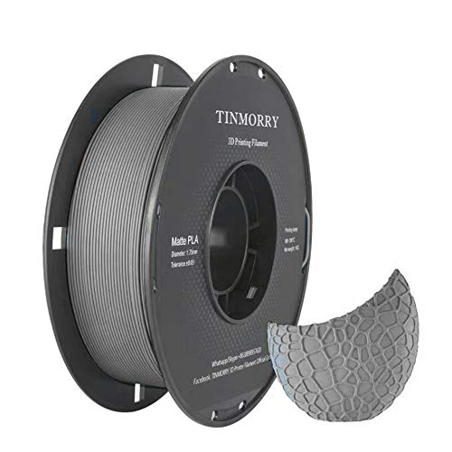 Matte PLA Filament 1.75 mm, TINMORRY 3D Drucker Filament 1 KG 1 Spool, Matt Iron Gray von TINMORRY