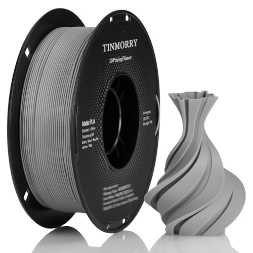 Matte PLA Filament 1.75mm, TINMORRY PLA 3D Druck Filament, Kompatibel mit Bambu Lab FDM 3D Drucker, 1 KG 1 Spule, Grau von TINMORRY