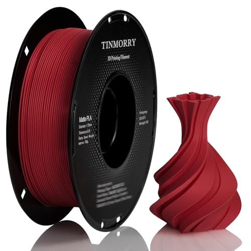 Matte PLA Filament 1.75mm, TINMORRY PLA 3D Druck Filament, Kompatibel mit Bambu Lab FDM 3D Drucker, 1 KG 1 Spule, Rot von TINMORRY