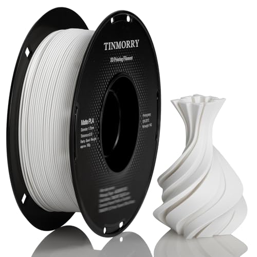 Matte PLA Filament 1.75mm, TINMORRY PLA 3D Druck Filament, Kompatibel mit Bambu Lab FDM 3D Drucker, 1 KG 1 Spule, Weiß von TINMORRY
