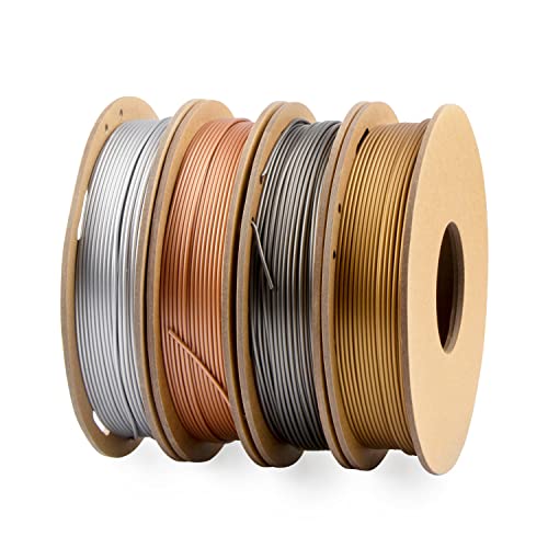 Metallic PLA Filament 1.75mm Combipack, TINMORRY 3D Drucker Filament Bundle, 250g x 4 Spulen, Rose Gold+Silber+Space Grau+Metallic Braun von TINMORRY