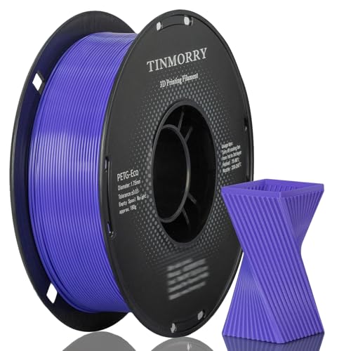 PETG Filament 1.75mm, TINMORRY Rapid PETG-Eco 3D Druck Filament, Kompatibel mit Bambu Lab/Creality K1C / FLASHFORGE Adventurer 5M /Anycubic Kobra 3 / QIDI FDM 3D Drucker, 1 KG 1 Spule, Vinca Blau von TINMORRY