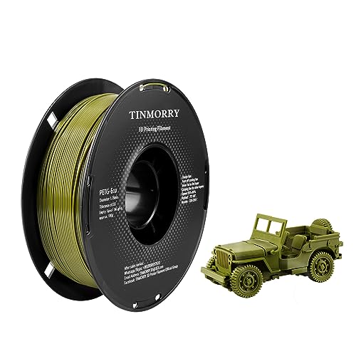 PETG Filament 1.75mm, TINMORRY Verbessert PETG-Eco 3D-Druckmaterialien, Kompatibel mit Bambu FDM 3D Drucker, 1 KG 1 Spule, Olive Green von TINMORRY