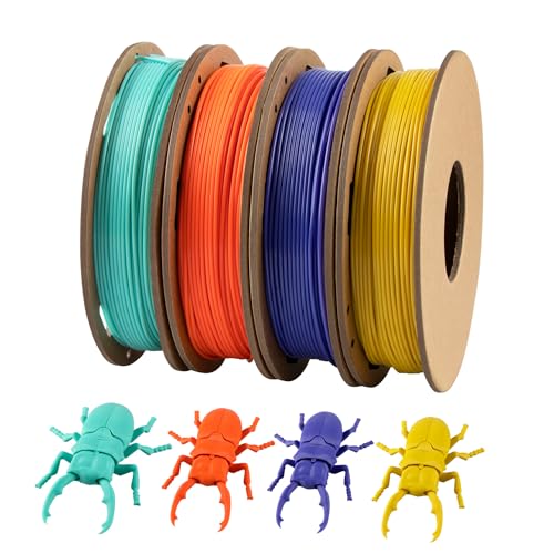 PETG Filament 1.75mm Bundle, TINMORRY Filament PETG für FDM 3D Drucker, Combipack 250g x 4 Spulen, Orange+Karottengelb+Mintgrün+Vincablau von TINMORRY