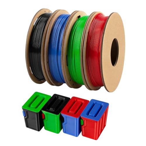 PETG Filament 1.75mm Bundle, TINMORRY Filament PETG für FDM 3D Drucker, Combipack 250g x 4 Spulen, Schwarz+Rot+Grün+Klein Blau von TINMORRY