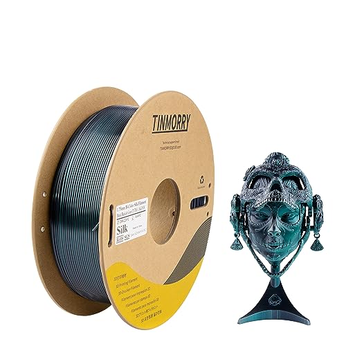 Silk Dual-Color PLA Filament 1.75mm, TINMORRY 2 in 1 Coextrusion Filament 1.75 PLA, Kompatibel mit Bambu FDM 3D Drucker, 1 Spool, Black/Blackish Green von TINMORRY