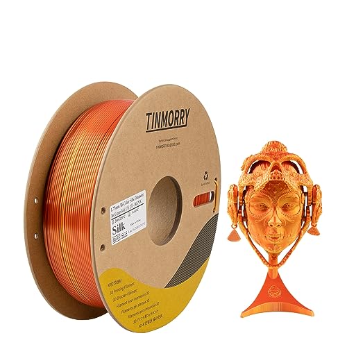 Silk Dual-Color PLA Filament 1.75mm, TINMORRY 2 in 1 Coextrusion Filament 1.75 PLA, Kompatibel mit Bambu FDM 3D Drucker, 1 Spool, Gold/Red Copper von TINMORRY