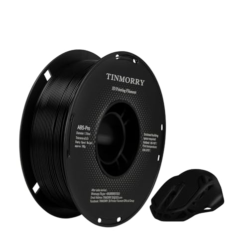 TINMORRY ABS Filament 1.75mm, ABS (Pro) 3D Drucker Filament 1KG, gute Hitzebeständigkeit, stark & haltbar, Maßgenauigkeit ±0.03mm, perfekte Kompatibilität mit Bambu Lab X1C FDM 3D Drucker,schwarz von TINMORRY