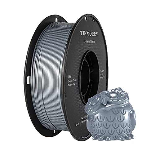 TINMORRY Filament 1.75 mm PLA für FDM 3D Drucker, 1 kg, 1 Spule, Silber von TINMORRY