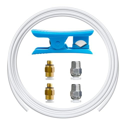 TIOPY 5m PTFE Teflonschlauch 4mm OD x 2,5mm ID 1,75 mm Filament mit PC4-M6 Pneumatik Verbinder + PC4-M10 Pneumatik Verbinder & Rohrschneider, für Bambu Lab Serie & K1/K1 Max/Ender 3V3 TIOPY 5m PTFE Teflonschlauch 4mm OD x 2,5mm ID 1,75 mm Filament mit PC4-M6 Pneumatik Verbinder + PC4-M10 Pneumatik Verbinder & Rohrschneider, für Bambu Lab Serie & K1/K1 Max/Ender 3V3 von TIOPY