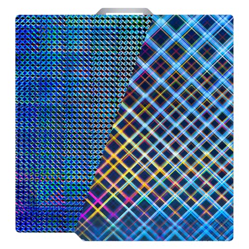 TIOPY Rainbow Plaid +Phantom H1H Bambu Lab Build Plate 257x257mm, 3D Doppelseitiger Druck H1H Federstahl für Bambu Lab X1 X1C X1E P1P P1S A1,No Magnetic Base von TIOPY