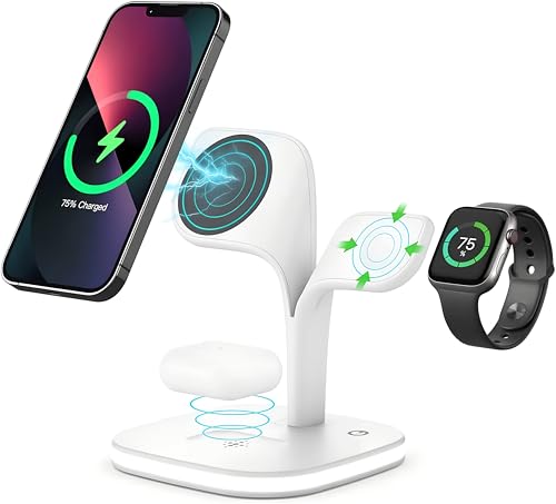 TIPA 5-in-1 MagSafe Kabelloses Ladegerät, 15W Ladestation - Kompatibel mit iPhone 16/15/14/13/12 (Prо/Prо Max/Mini/Plus), Apple Watch & AirPods 2/3 Prо/Prо 2, Weiß TIPA 5-in-1 MagSafe Kabelloses Ladegerät, 15W Ladestation - Kompatibel mit iPhone 16/15/14/13/12 (Prо/Prо Max/Mini/Plus), Apple Watch & AirPods 2/3 Prо/Prо 2, Weiß von TIPA