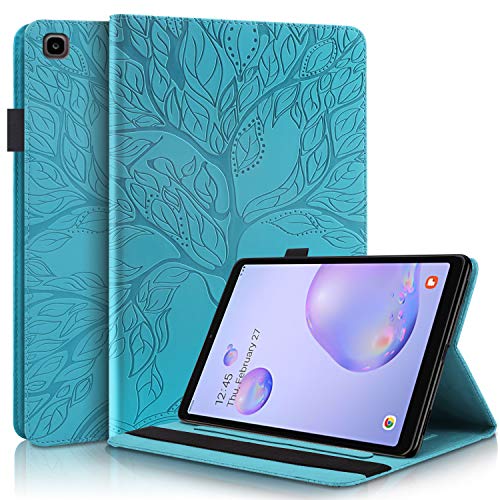 Pefcase Samsung Galaxy Tab A 8.0 Hülle 2019 Modell SM-T290/T295 Premium PU-Leder Flip Wallet Cover Folio Stand Shell mit Stifthalter, Kartenfächer für Galaxy Tab A 8 Zoll Tablet – Türkis von TIPOYOROO