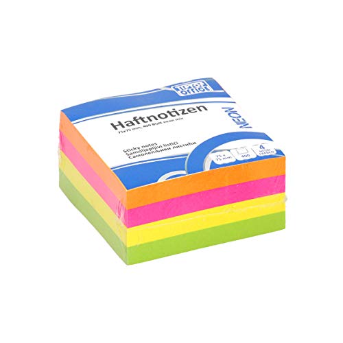 TTO Haftnotizen 75x75mm Pastellfarben, 400 Blatt, Neon Mix von TIPTOP OFFICE