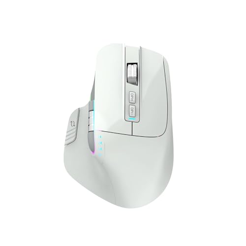 TISHLED Tri-Mode 2.4G/BT5.2/USB-C Ergonomische Maus mit zwei Scrollrädern, Weiß von TISHLED