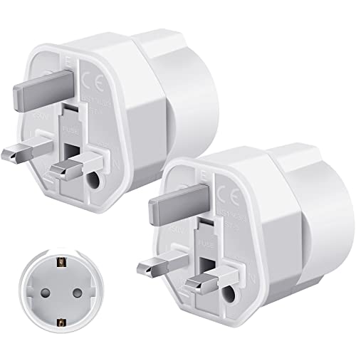 TISHOW 2 Stück Reiseadapter UK Adapter England Deutschland Stecker, Adapter UK auf De Steckdosenadapter England Stromadapter Wand Ladegerät Steckdose, Reisestecker Typ G für Reisen, Arbeit, Familie von TISHOW