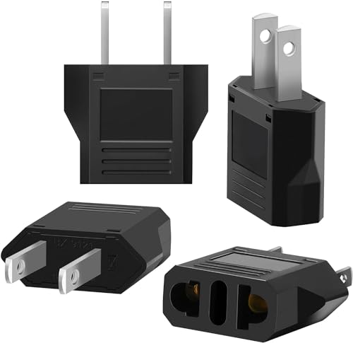 TISHOW 4 Stück Reiseadapter USA Netzadapter Adapterstecker Adapter Deutschland Stecker auf EU US zum 2 Pin /Europa Amerika/Kanada/Mexiko Konverter für Reisen Business Arbeit von TISHOW