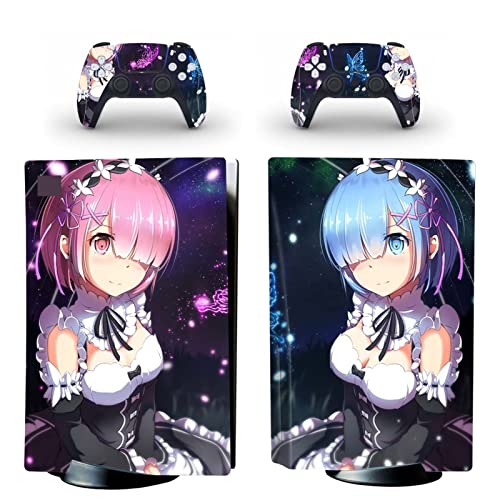 Für PS5 Skin Disc Edition Anime Console Und Controller Vinyl Cover Skins Wraps Für PS 5 Disc Version(0437) Blasenfrei Kein Schaum Kratzfest(Color:2) von TISURXQ