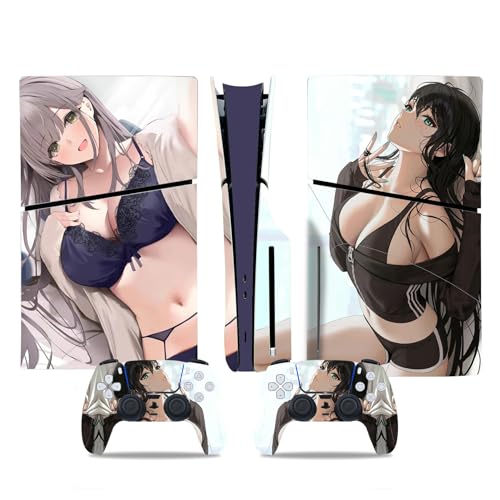 Für PS5 Slim Disc & Digital Edition Konsole Und Controller Vinyl Cover Skin Wraps - Kratzfest, Blasenfrei, Kein Schaum (Größe: Disc Version) von TISURXQ
