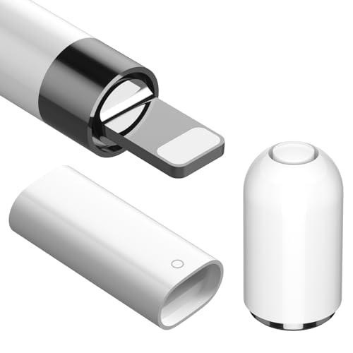 TITACUTE Kompatible mit iPencil Kappe & iPencil Ladeadapter, iPencil Zubehör Ladeadapter Pencil Ersatzkappe Zubehör Set für Apple Pencil 1. Generation(White) von TITACUTE