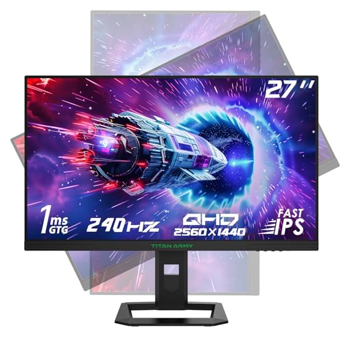 TITAN ARMY 27 Zoll 240Hz QHD Gaming Monitor, Fast IPS, 2K 2560 x 1440p 1ms Monitore, G-Sync & FreeSync, 135% sRGB HDR400 PC Bildschirm, Höhenverstellung, VESA, HDMI 144Hz, DP 240Hz, P2710S TITAN ARMY 27 Zoll 240Hz QHD Gaming Monitor, Fast IPS, 2K 2560 x 1440p 1ms Monitore, G-Sync & FreeSync, 135% sRGB HDR400 PC Bildschirm, Höhenverstellung, VESA, HDMI 144Hz, DP 240Hz, P2710S von TITAN ARMY