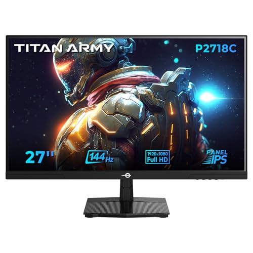 TITAN ARMY Gaming Monitor 27 Zoll 144Hz Full HD 1920 x 1080p, IPS 1ms GTG, Adaptive Sync Monitor, HDR10, 99% sRGB Low Blue Light, Verstellbar Ständer, 100 * 100 VESA, HDMI 1.4 DisplayPort 1.2 P2718C TITAN ARMY Gaming Monitor 27 Zoll 144Hz Full HD 1920 x 1080p, IPS 1ms GTG, Adaptive Sync Monitor, HDR10, 99% sRGB Low Blue Light, Verstellbar Ständer, 100 * 100 VESA, HDMI 1.4 DisplayPort 1.2 P2718C von TITAN ARMY