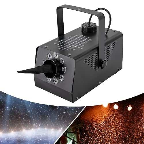 Schneemaschine 900W Schneekanone mit Fernbedienung, Snow Machine, Mini Schneekanone Garten, Party Gadget, Winter Simulation für Partys, Hochzeiten, Weihnachten (1-Liter Tank, 3 Beleuchtungsmodi) von TIXBYGO