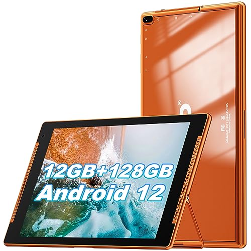Android 12 Tablet 10,1 Zoll,12GB RAM,128GB ROM,Unterstützt 512GB Erweiterung,IPS Full FHD Touchscreen,8MP+2MP Kameras,Wi-Fi| Bluetooth,6000mAh,Google GMS,2 Lautsprecher von TJD